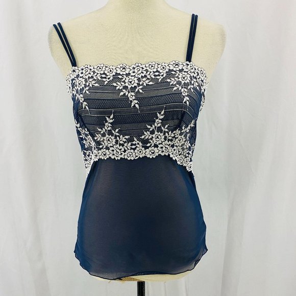 Wacoal Tops - Wacoal Blue White Lace Embrace Camisole